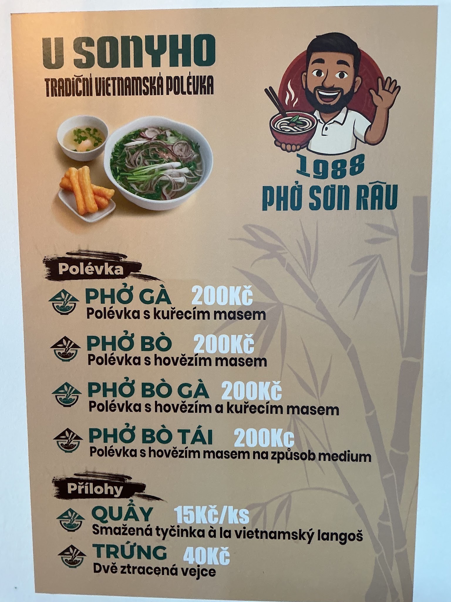 Menu Pho son Rau